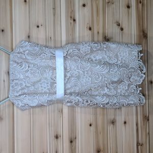 Adrianna Papell Boutique Strapless Nude Lace Dress